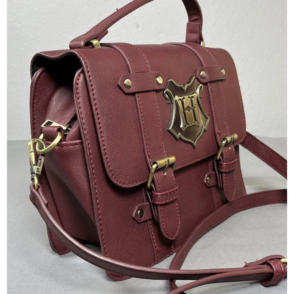 Harry Potter Hogwarts Satchel Crossbody Handbag Maroon Gold Hardware Bag